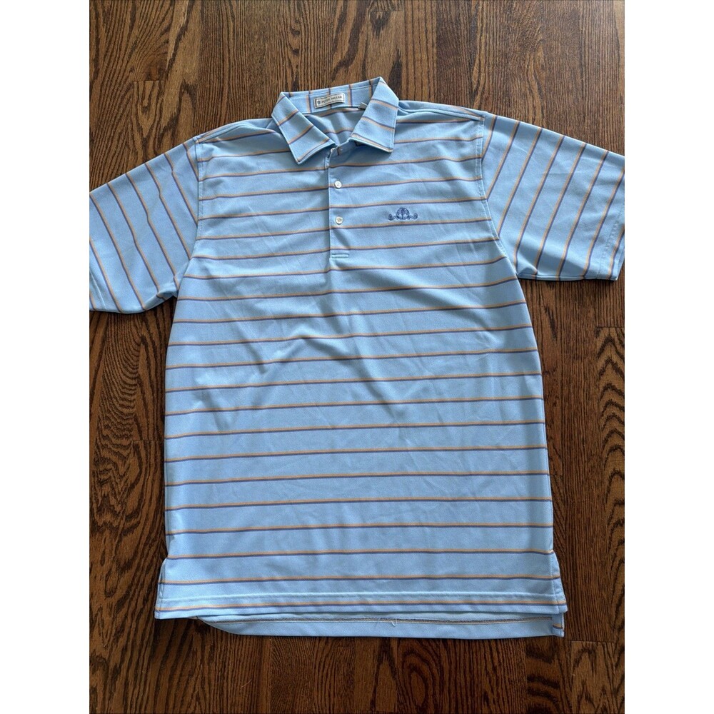 Peter Millar Dataw island Polo Shirt Men's Large Blue Orange STRIPED Golf